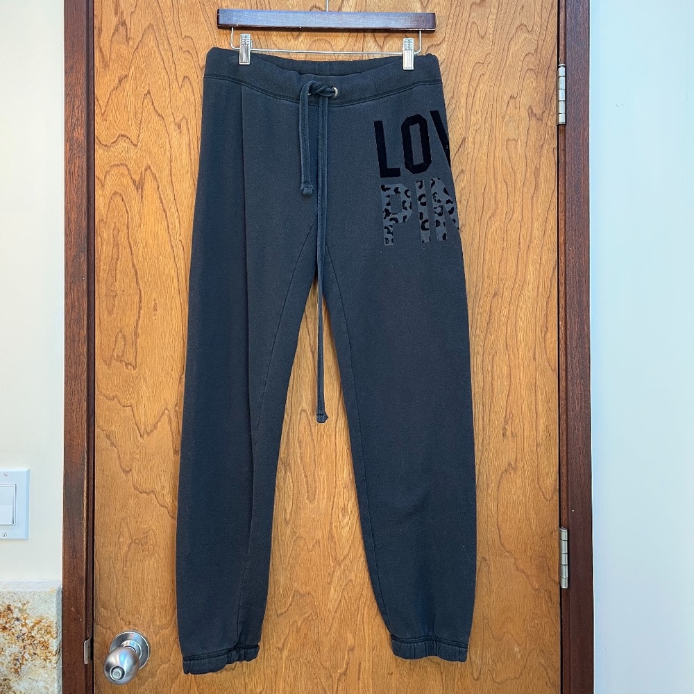 PINK Victoria's Secret Love Pink Black Sweatpants Joggers Size XS